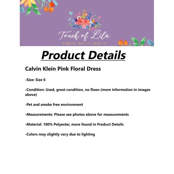 Calvin Klein Womens Dress Pink Floral V Neck A Line Sheath Size 6 - Picture 14 of 16